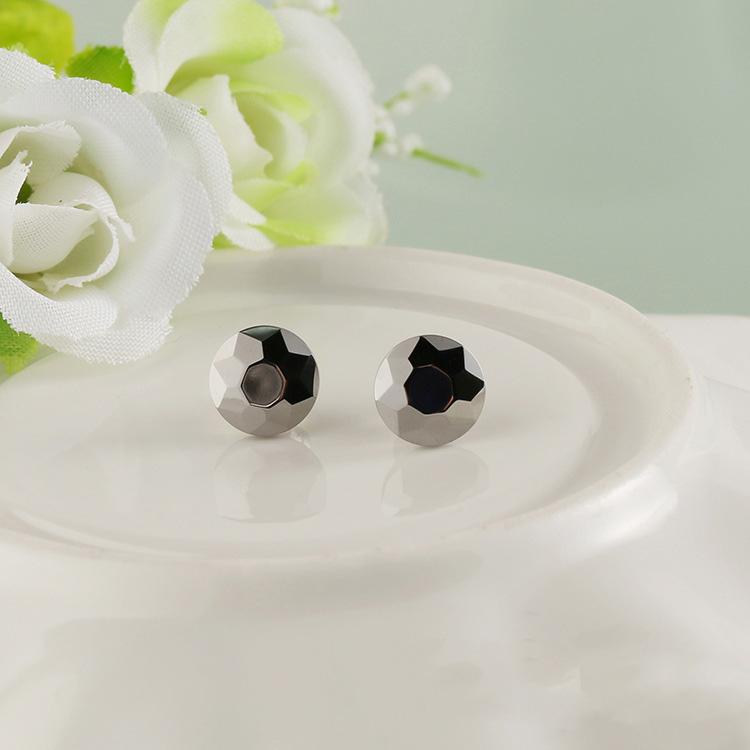 White Tungsten Carbide Faceted Round Stud Post Earrings Wholesale - Ables Mall