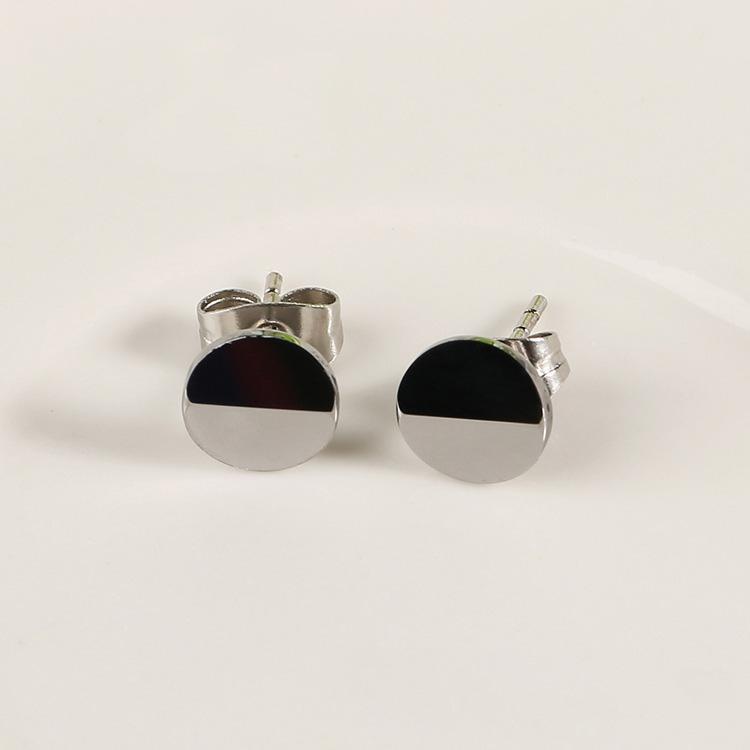 White Tungsten Carbide 2 Half Facets Round Stud Post Earrings Wholesale - Ables Mall