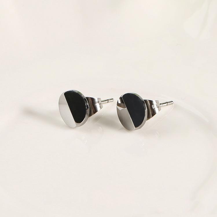 White Tungsten Carbide 2 Half Facets Round Stud Post Earrings Wholesale - Ables Mall