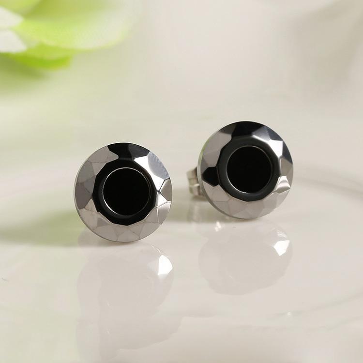 White Tungsten Carbide Faceted Evil Eye Stud Earrings Wholesale - Ables Mall