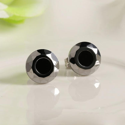 White Tungsten Carbide Faceted Evil Eye Stud Earrings Wholesale - Ables Mall
