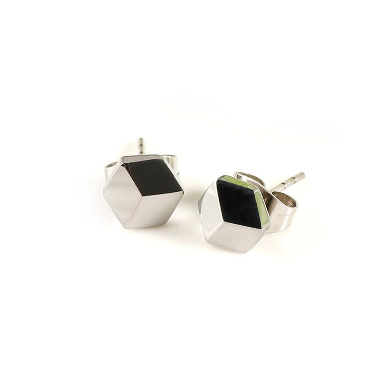 White Tungsten Carbide Hexagon 3 Facets Stud Earrings Wholesale - Ables Mall
