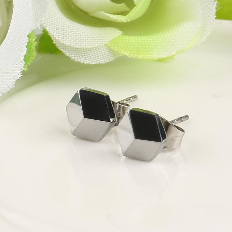White Tungsten Carbide Hexagon 3 Facets Stud Earrings Wholesale - Ables Mall