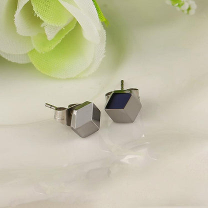 White Tungsten Carbide Hexagon 3 Facets Stud Earrings Wholesale - Ables Mall
