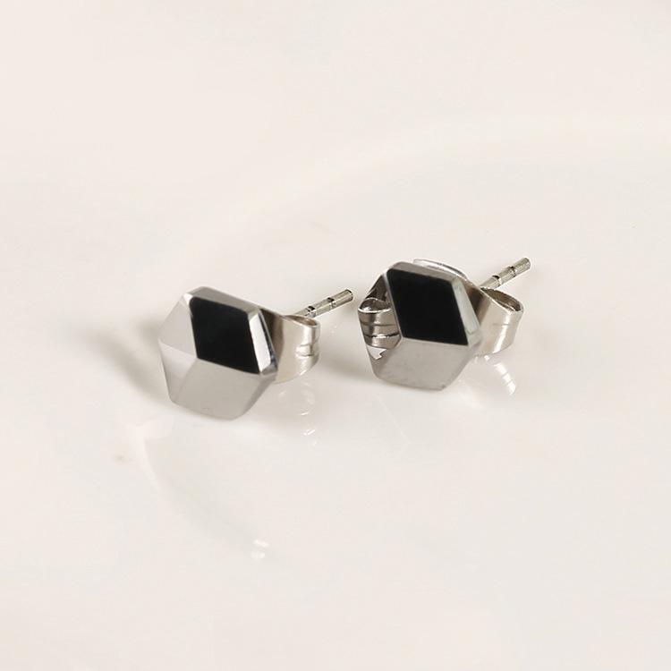 White Tungsten Carbide Hexagon 3 Facets Stud Earrings Wholesale - Ables Mall