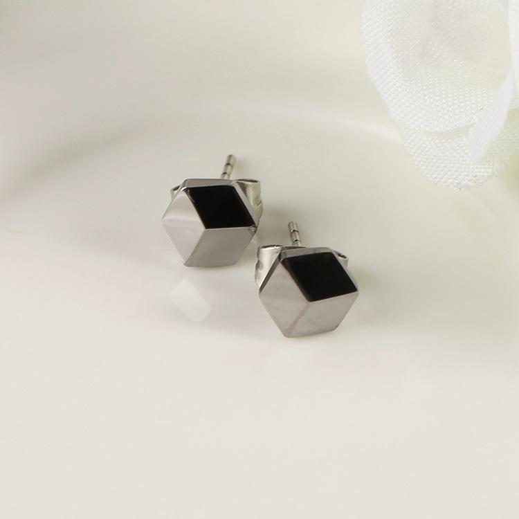 White Tungsten Carbide Hexagon 3 Facets Stud Earrings Wholesale - Ables Mall