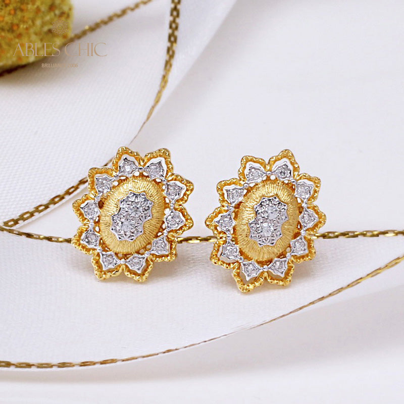 Fretwork Blossoms Flower Earrings 5262