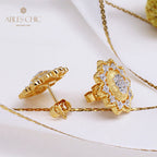 Fretwork Blossoms Flower Earrings 5262