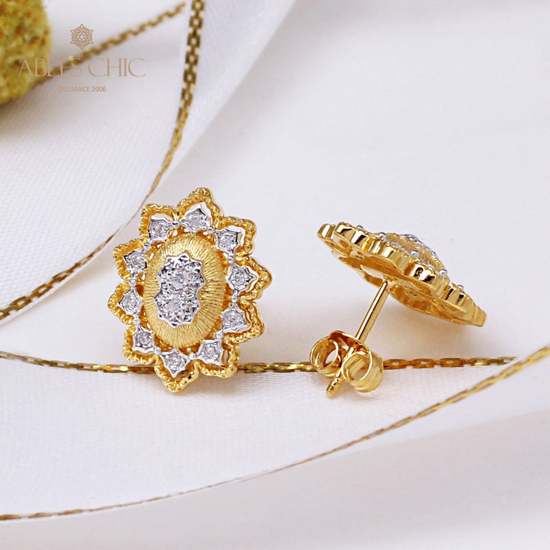 Fretwork Blossoms Flower Earrings 5262