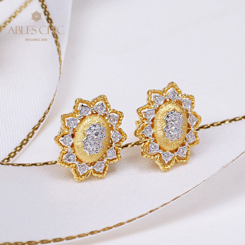 Fretwork Blossoms Flower Earrings 5262