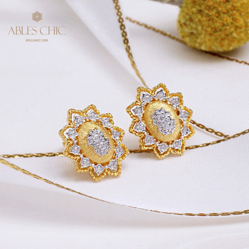 Fretwork Blossoms Flower Earrings 5262