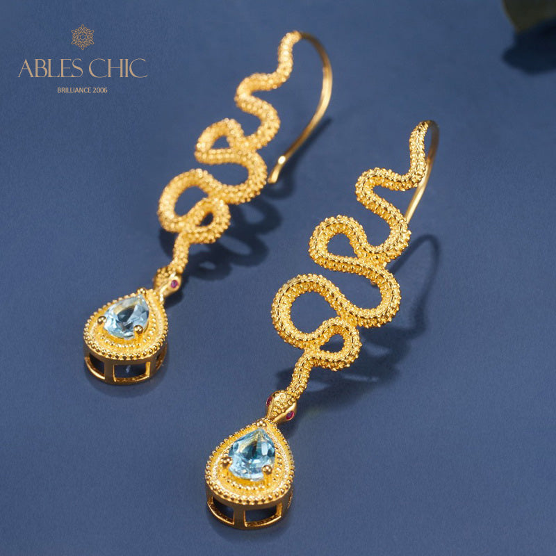 Topaz Serpent Crawlers Earrings 6049