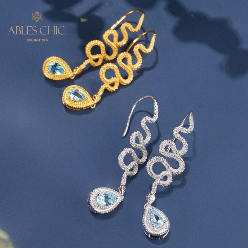 Topaz Serpent Crawlers Earrings 6049