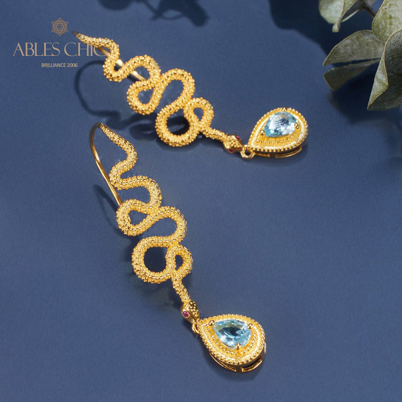Topaz Serpent Crawlers Earrings 6049