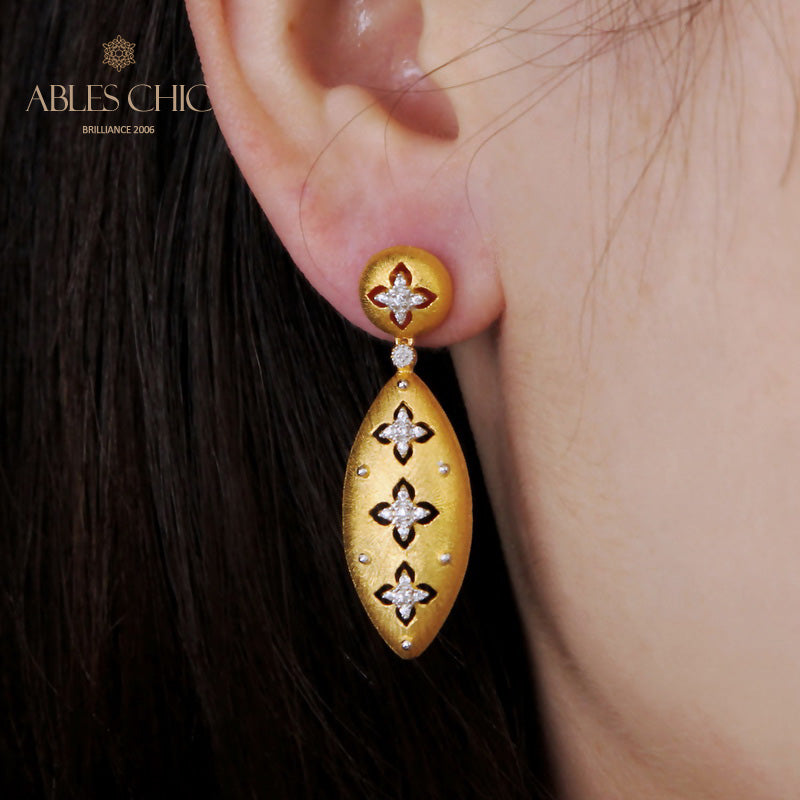 Fabric Clovers Floral Earrings 5043