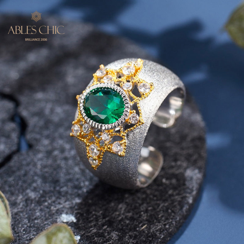 Emerald Flower Silky Ring 6067