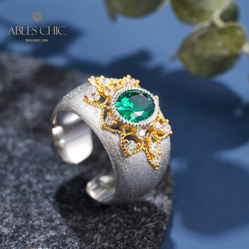 Emerald Flower Silky Ring 6067