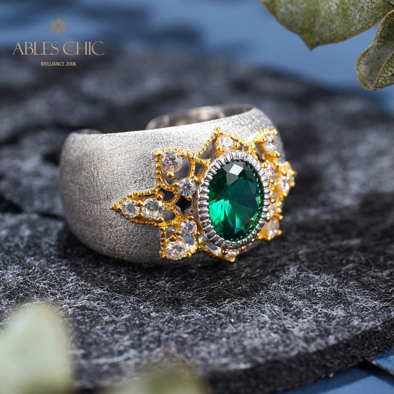 Emerald Flower Silky Ring 6067