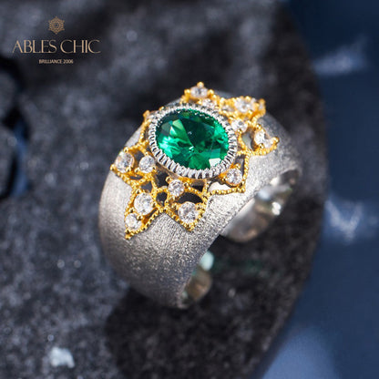 Emerald Flower Silky Ring 6067