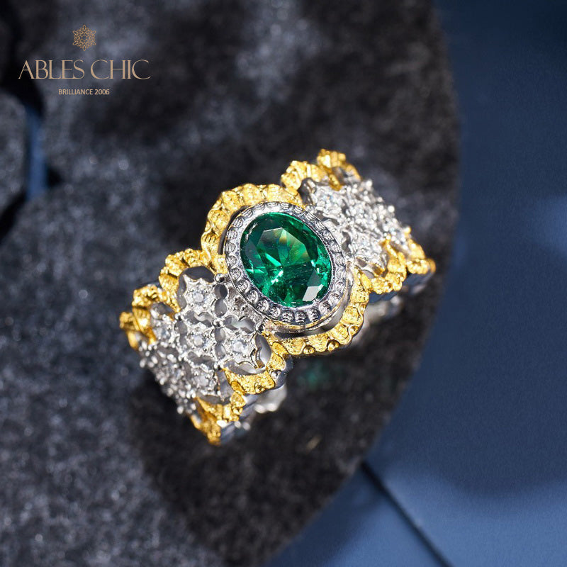 Emerald Lacy Floral Ring 6071