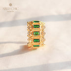 Emerald Fretwork Floral Open Ring 6046