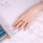 Emerald Fretwork Floral Open Ring 6046