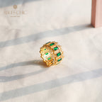 Emerald Fretwork Floral Open Ring 6046