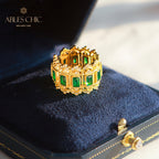 Emerald Fretwork Floral Open Ring 6046