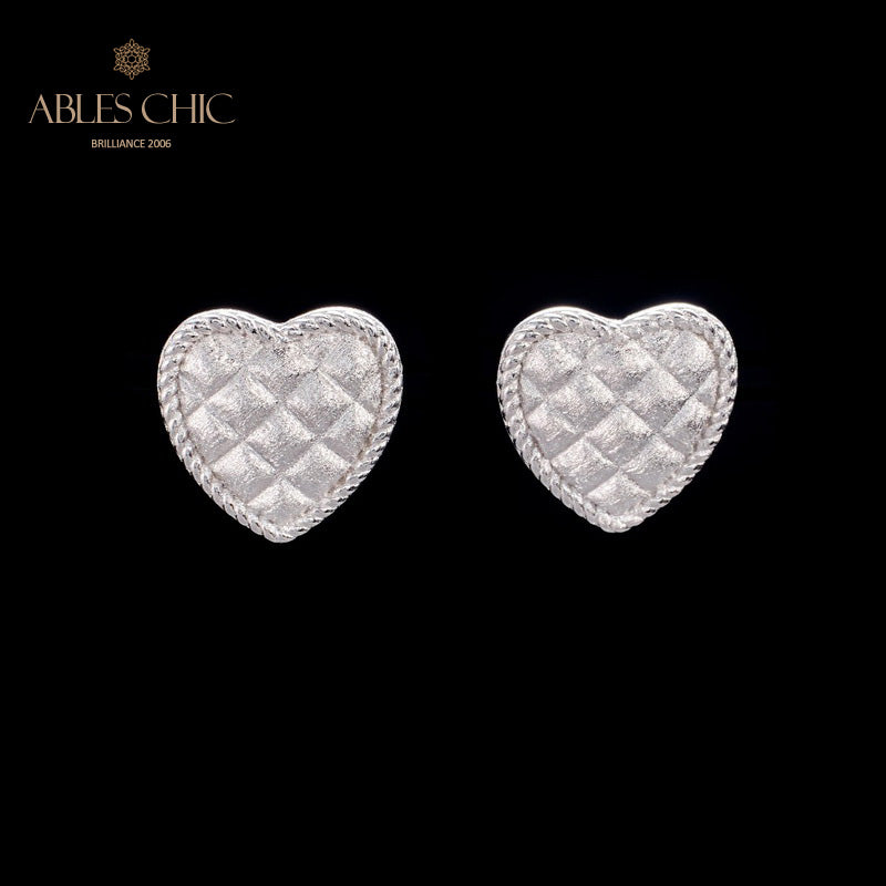 Boucles d'oreilles coeur motif tissu 6076