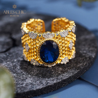 Bague florale en nid d'abeille en dentelle 6068