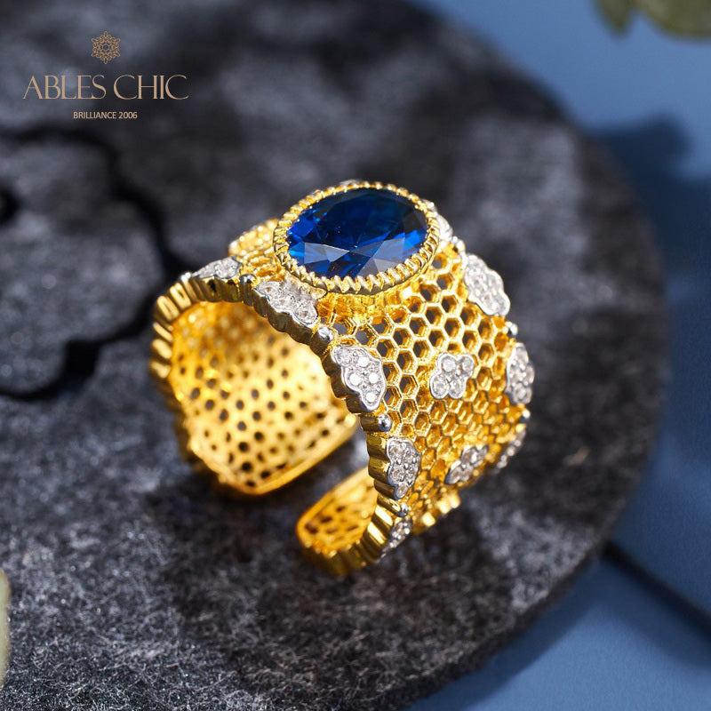 Bague florale en nid d'abeille en dentelle 6068