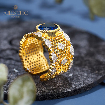 Bague florale en nid d'abeille en dentelle 6068