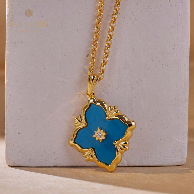 Turquoise Clover Necklace 5791