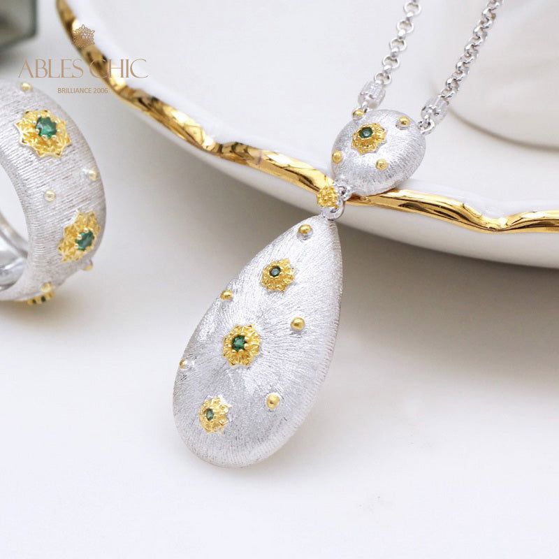 Silky Teardrop Floral Necklace 5024