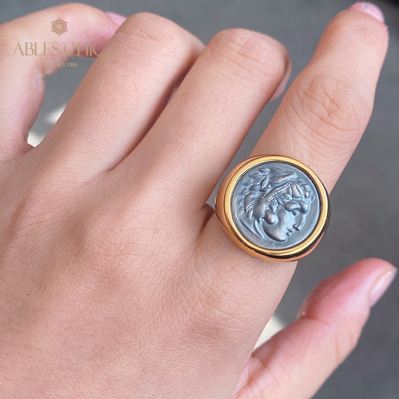 Greek Zeus Coin Open Ring 6021