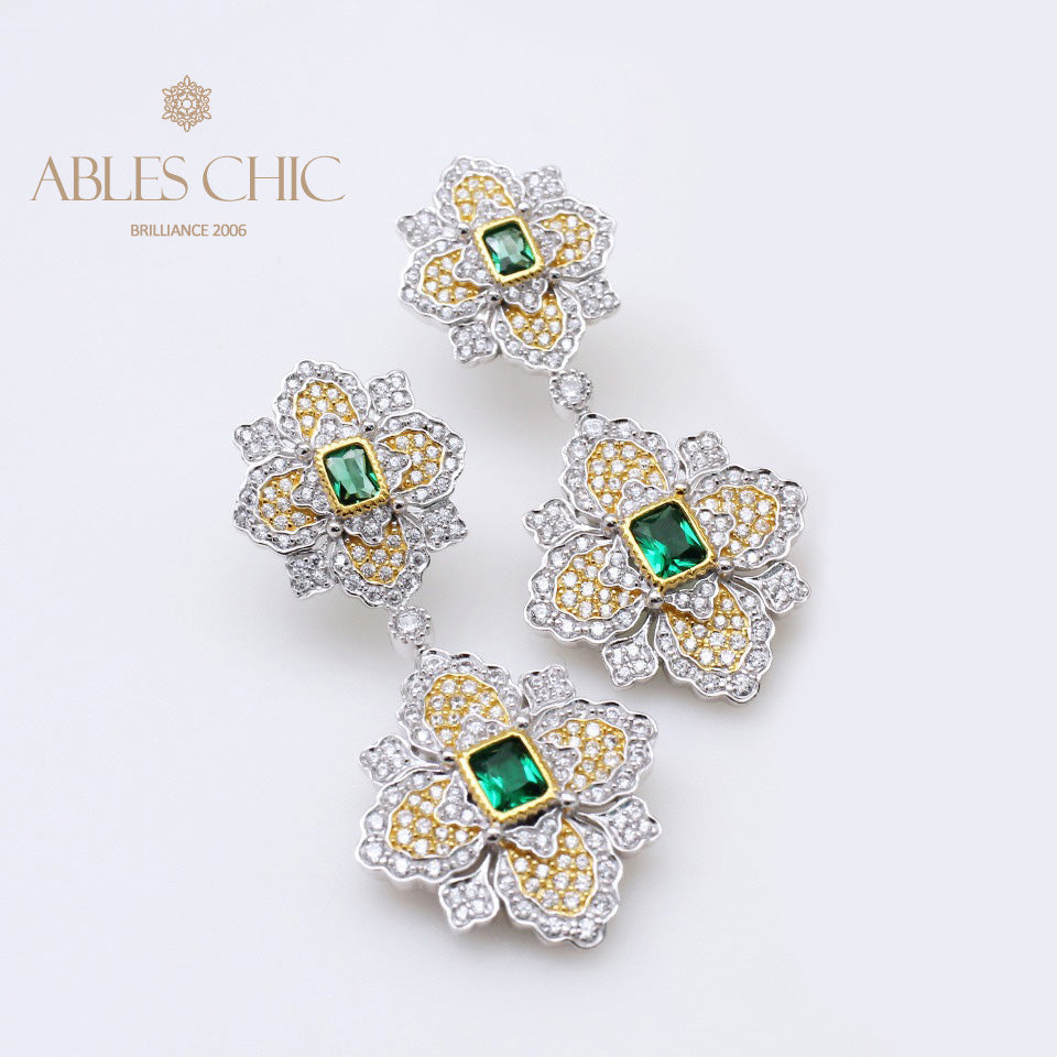 Emerald Clover Floral Earrings 5057
