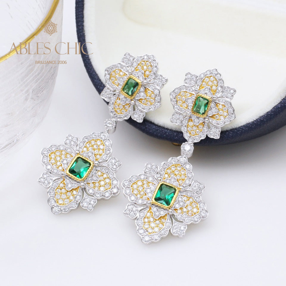 Emerald Clover Floral Earrings 5057