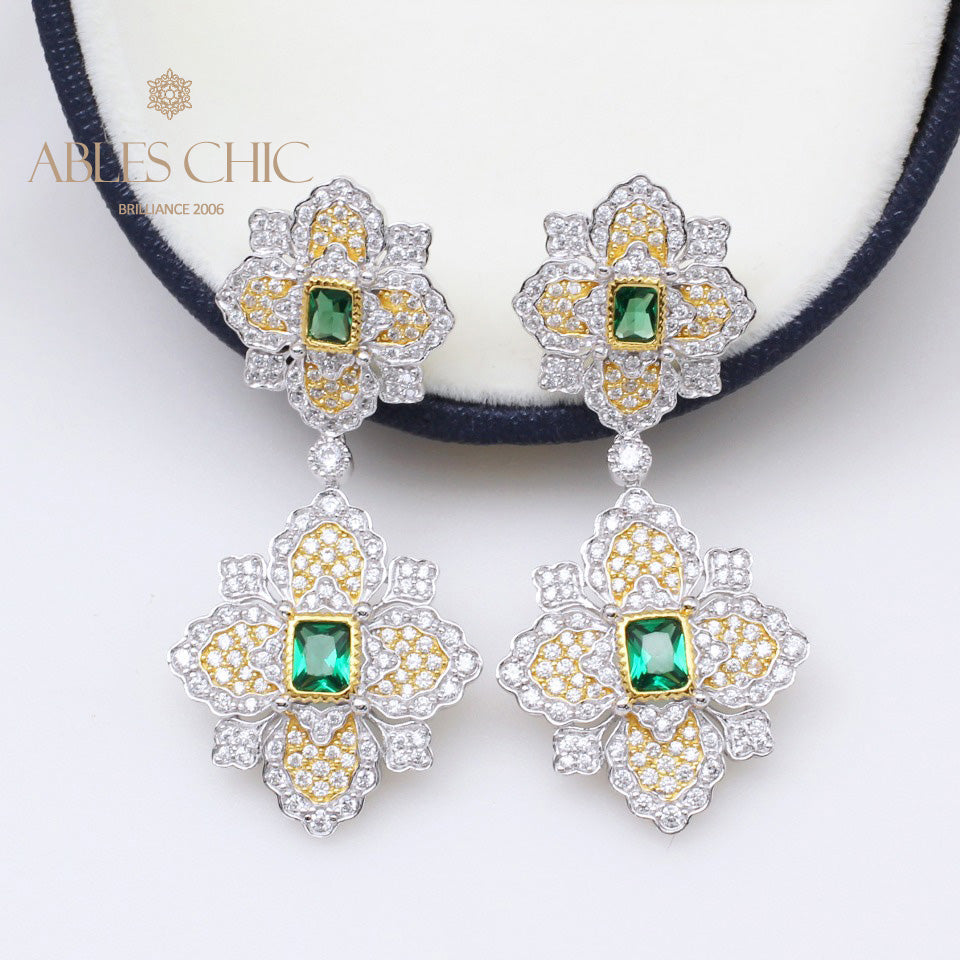 Emerald Clover Floral Earrings 5057