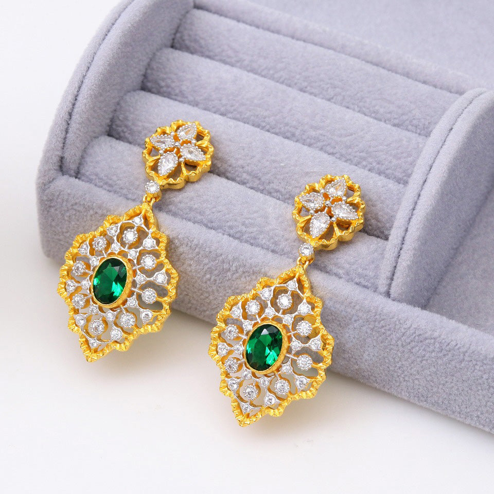 Detailed Honeycomb Floral Earrings 5117