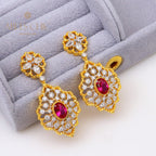 Detailed Honeycomb Floral Earrings 5117