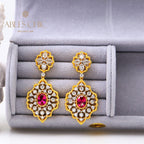 Detailed Honeycomb Floral Earrings 5117