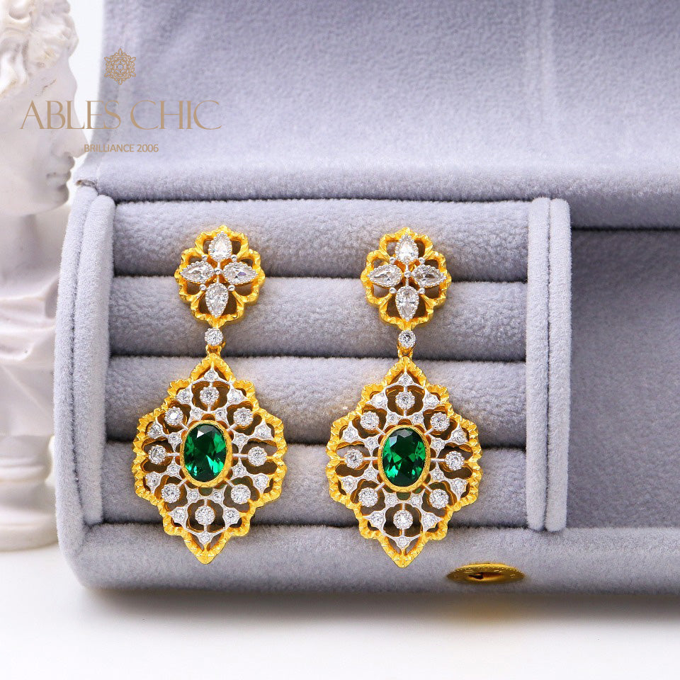 Detailed Honeycomb Floral Earrings 5117