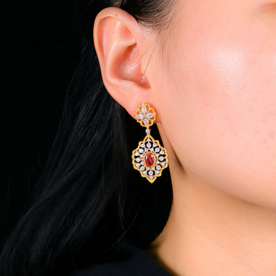 Detailed Honeycomb Floral Earrings 5117