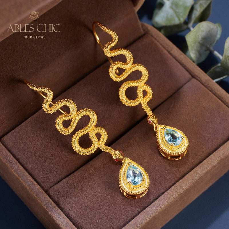 Topaz Serpent Crawlers Earrings 6049