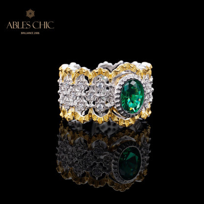 Emerald Lacy Floral Ring 6071