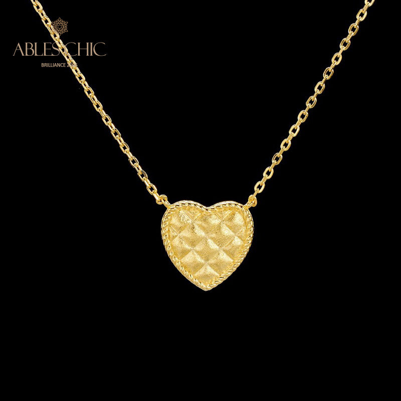 Brushed Heart Pendant Necklace 6120