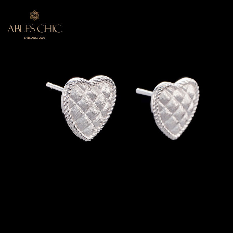 Boucles d'oreilles coeur motif tissu 6076