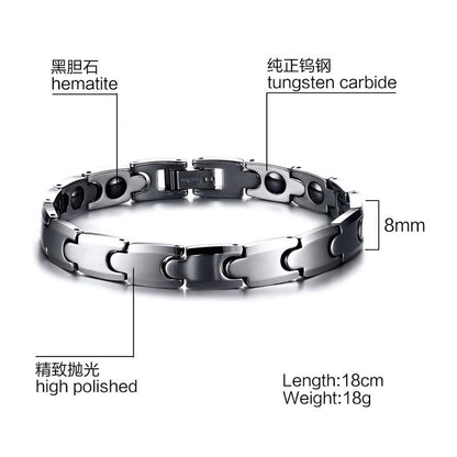 White Tungsten Bio Therapy Tennis Bracelet Energy For Him Her Couples Wholesale - Ables Mall