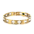 Gold Tungsten Carbide Tennis Bracelet With White Ceramic Links Therapy For Her Wholesale Plated 8mm - Ables Mall