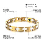 Gold Tungsten Carbide Tennis Bracelet With White Ceramic Links Therapy For Her Wholesale Plated 8mm - Ables Mall